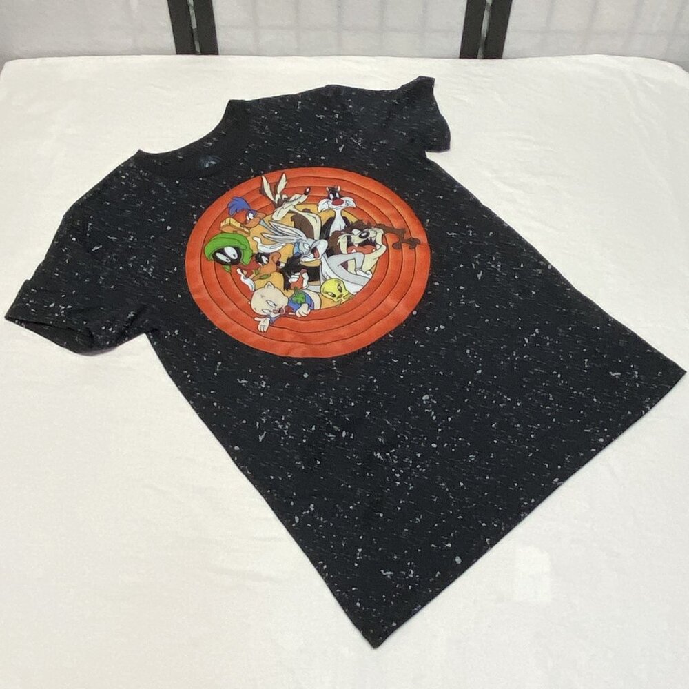 Looney Tunes Graphic Tee Black Speckle M Short Sleeve WB Cartoon Character Shirt - Picture 9 of 11